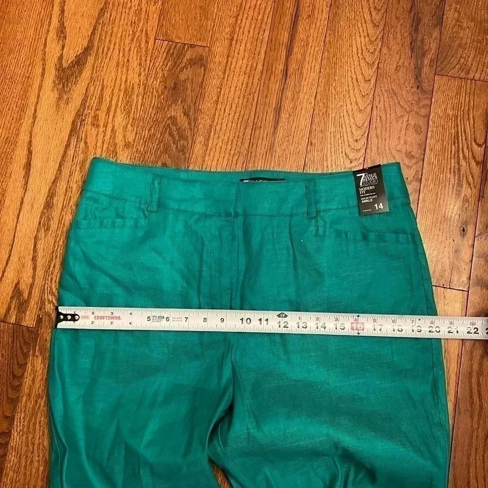 New York Company Linen Blend Modern Fit STRETCH High-Waist ANKLE Sz 14 - Picture 8 of 10